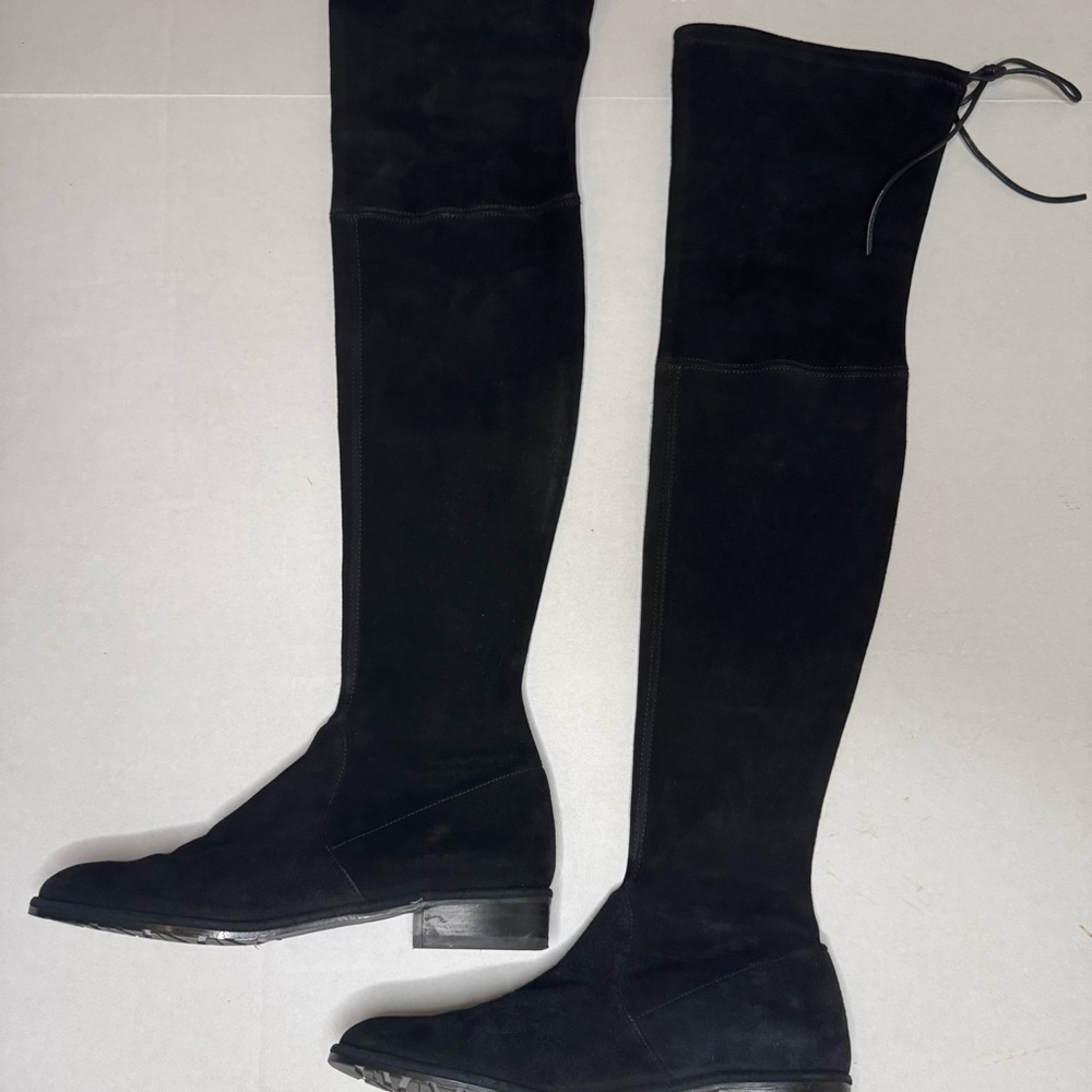 Stuart Weitzman $795 Jocey Suede Over-The-Knee Boots, Black, 7.5 - Picture 4 of 15